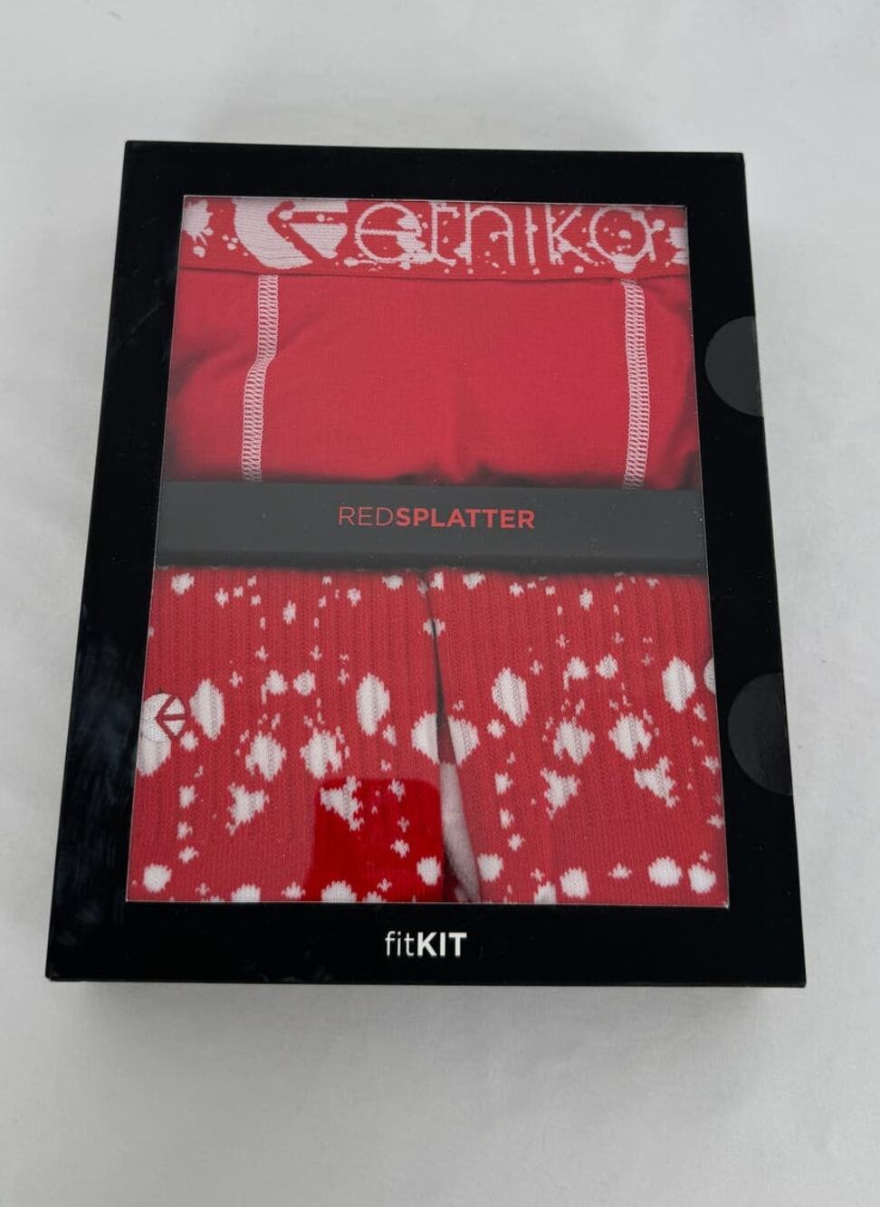 Ethika Mens Fit Kit Red Splatter Boxer Brief & Sock Set Size Medium New White